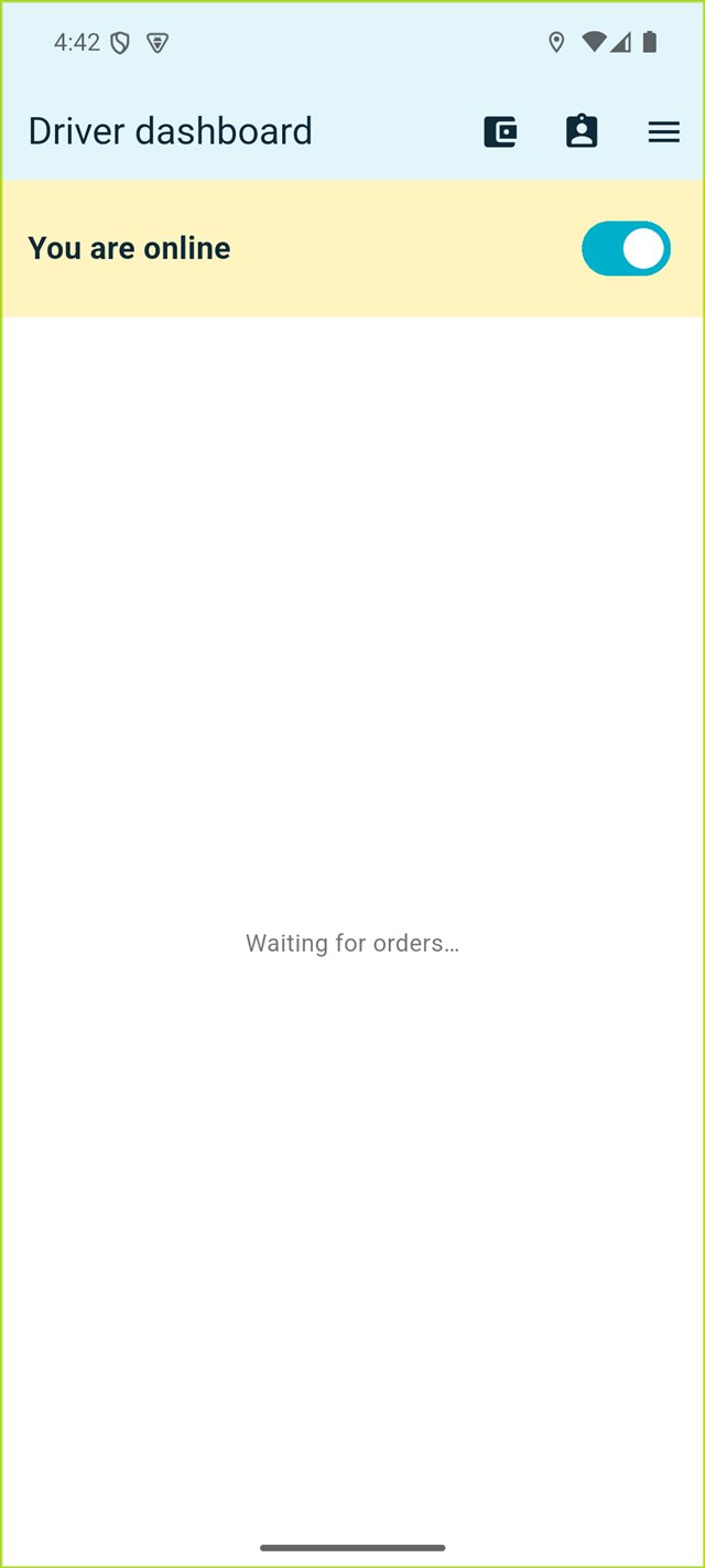 Driver going online screen